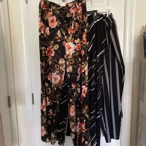 Philosophy Black Floral and Striped Maxi Skirt Set